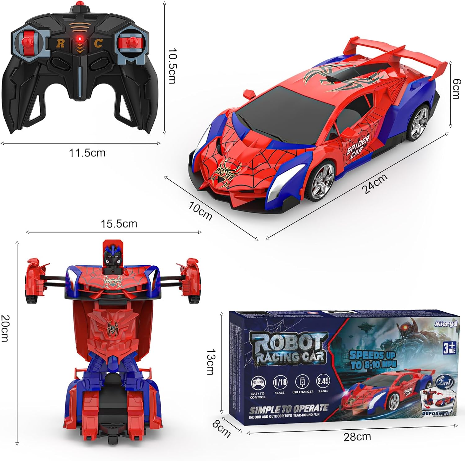 SpiderBot RC™ – Coche Teledirigido que se Transforma en Robot