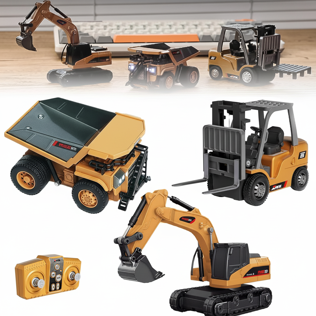 MiniWorks RC™ – Excavadora, Camión y Carretilla Teledirigidos