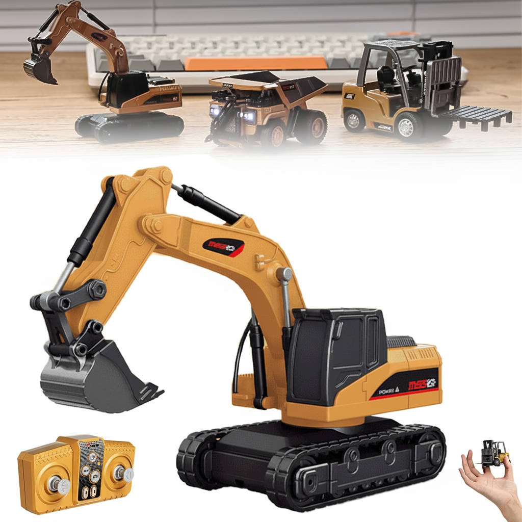 MiniWorks RC™ – Excavadora, Camión y Carretilla Teledirigidos